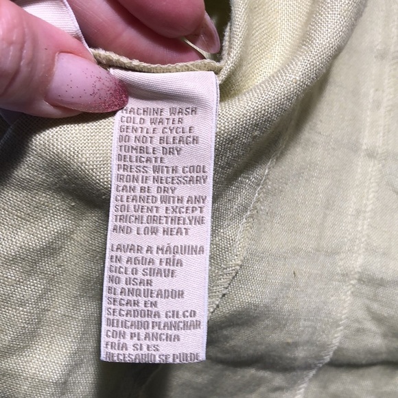 Easy Spirit is 100 linen shirt jacket multi pocket celery green MOP button 10 - Picture 5 of 8